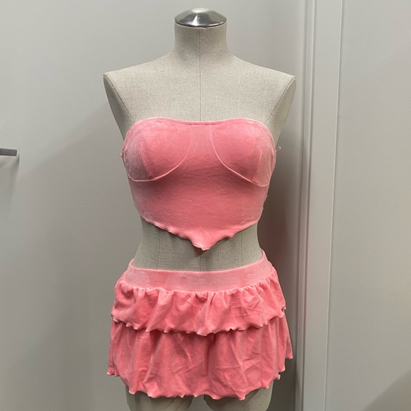Pink Tube Top with Designer Skirt Set